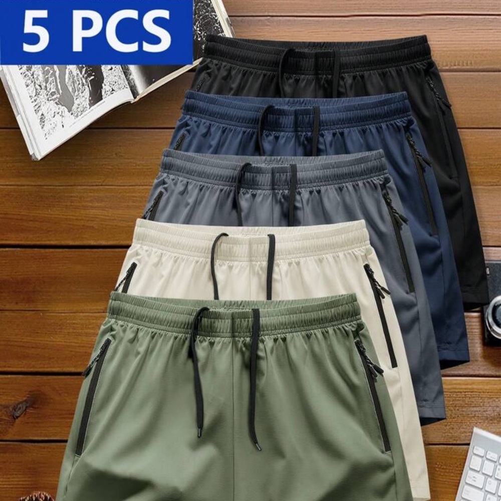 Manfinity Homme 5pcs/Set Men's Spring/Summer Shorts, Sports & Casual Shorts